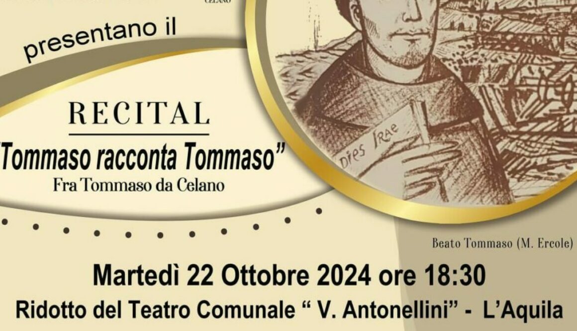 L’Aquila, “Tommaso racconta Tommaso” Recital sulla figura del primo biografo di San Francesco di Assisi.