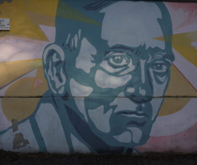 Franco Leggeri Fotoreportage- Murales Ospedale Spallanzani di Roma- 11) Alexander Fleming- Batteriologo, scopritore della penicillina- Premio Nobel per la Medicina nel 1944