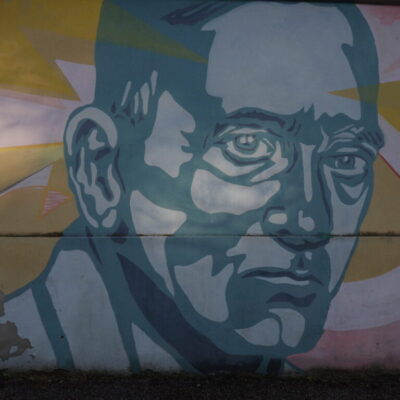 Franco Leggeri Fotoreportage- Murales Ospedale Spallanzani di Roma- 11) Alexander Fleming- Batteriologo, scopritore della penicillina- Premio Nobel per la Medicina nel 1944